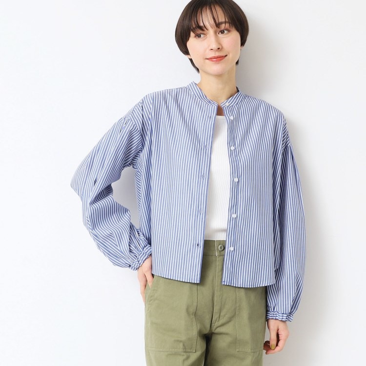 デッサン(レディース)(Dessin(Ladies))の【洗える】バンドカラーストライプシャツ（XS～L） シャツ・ブラウス