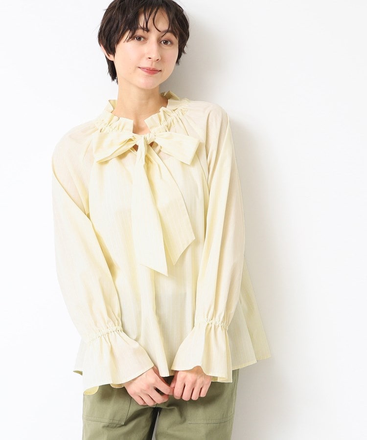 デッサン(レディース)(Dessin(Ladies))の【洗える】ギャザーネックボウタイブラウス イエロー(331)