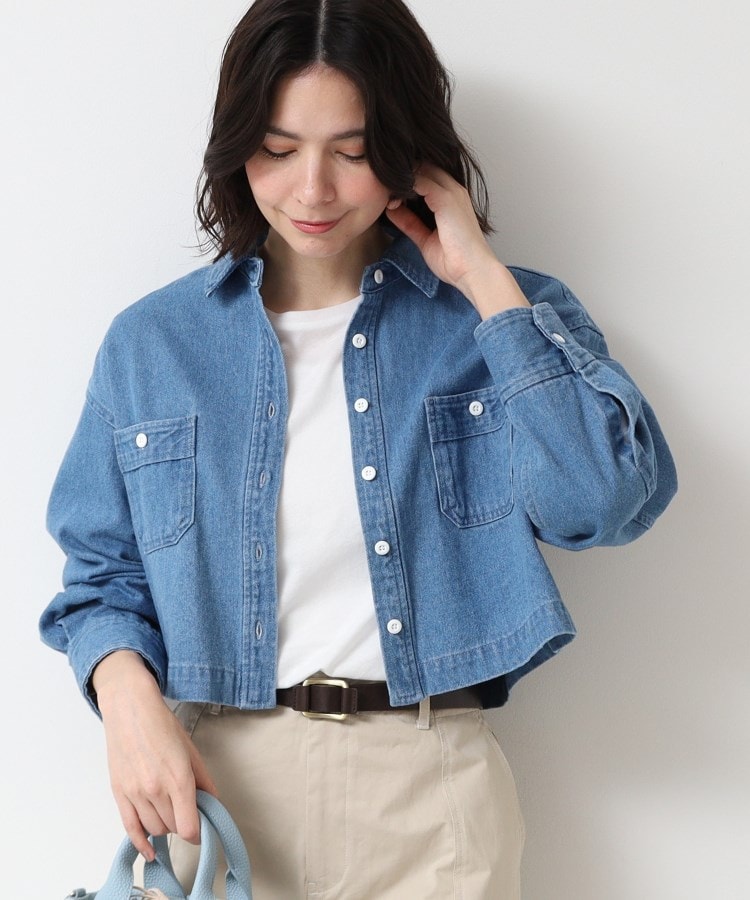 デッサン(レディース)(Dessin(Ladies))の【洗える】クロップドデニムジャケット ブルー(091)