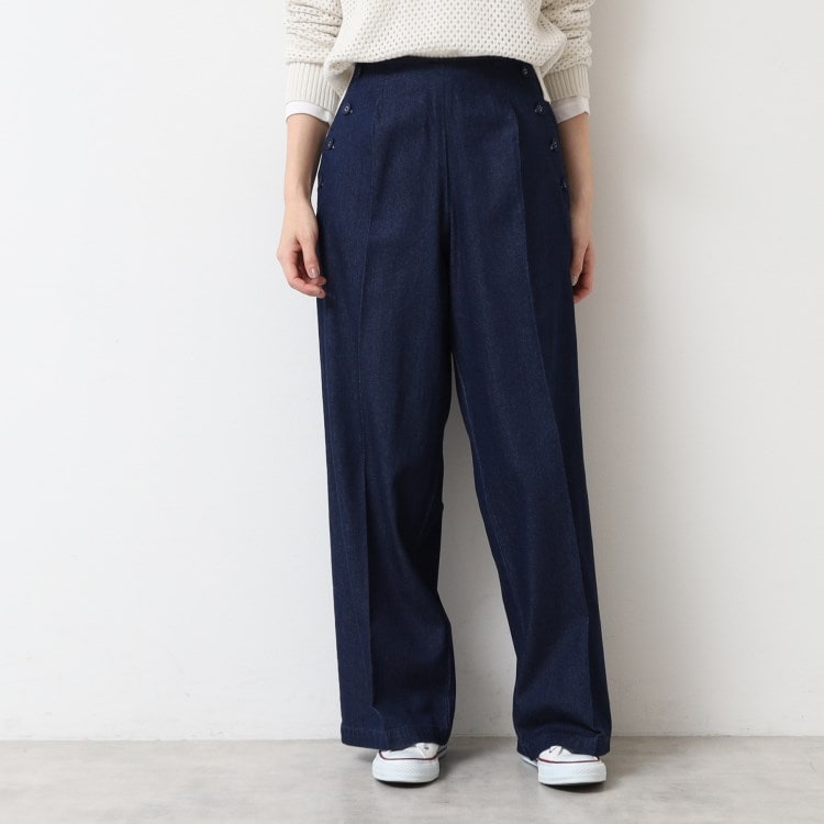 デッサン(レディース)(Dessin(Ladies))の【洗える】デニムワイドマリンパンツ（XS～L） フルレングスパンツ