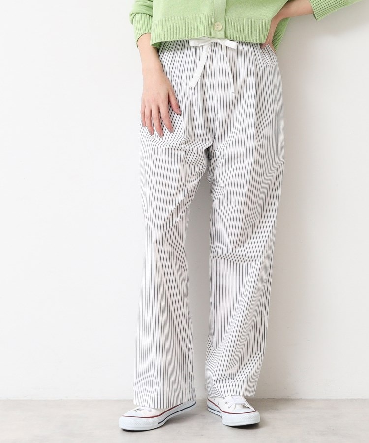 デッサン(レディース)(Dessin(Ladies))の【洗える・ウエストゴム】ストライプリラックスパンツ アイボリー(304)
