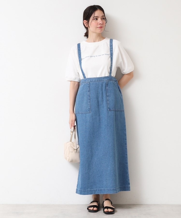 デッサン(レディース)(Dessin(Ladies))の【洗える・後ろゴム】サスペンダー付デニムスカート（S～L）1