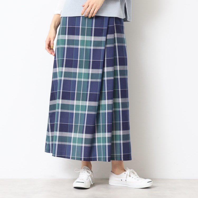 デッサン(レディース)(Dessin(Ladies))の【後ろゴム・洗える・4サイズ展開】映えチェック柄タック入りスカート（XS～L） マキシ・ロングスカート