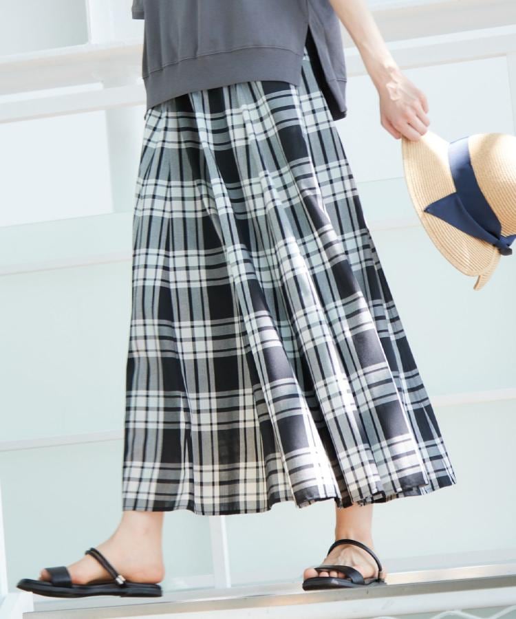 デッサン(レディース)(Dessin(Ladies))の◆【ウエストゴム・洗える】映えチェック柄スカート（XS～L） ブラック(219)