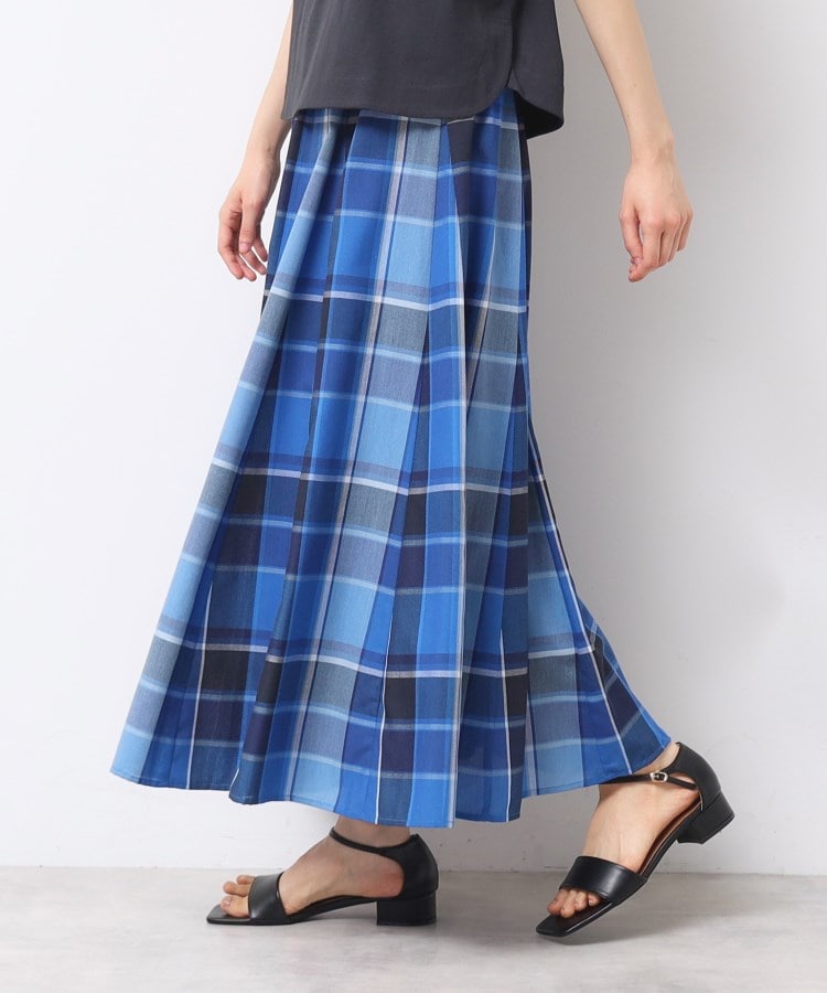 デッサン(レディース)(Dessin(Ladies))の◆【ウエストゴム・洗える】映えチェック柄スカート（XS～L） ブルー(293)