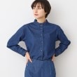 デッサン(レディース)(Dessin(Ladies))の【洗える】フリルネックデニムシャツ ブルー(092)