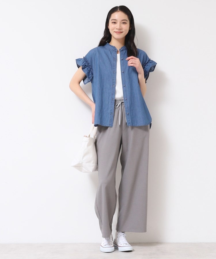 デッサン(レディース)(Dessin(Ladies))の【洗える】ギャザーフリル綿麻デニムブラウス2