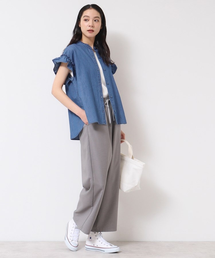 デッサン(レディース)(Dessin(Ladies))の【洗える】ギャザーフリル綿麻デニムブラウス3