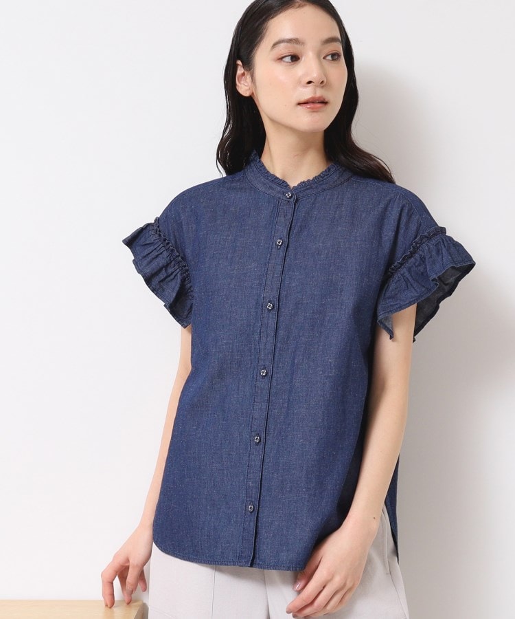 デッサン(レディース)(Dessin(Ladies))の【洗える】ギャザーフリル綿麻デニムブラウス5