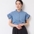 デッサン(レディース)(Dessin(Ladies))の【洗える】ギャザーフリル綿麻デニムブラウス ブルー(091)