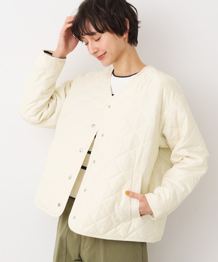 デッサン(レディース)(Dessin(Ladies))のVネックキルトジャケット ホワイト(002)