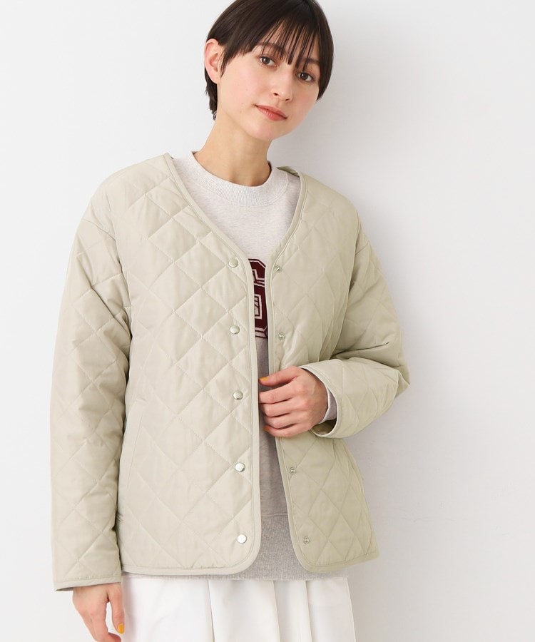 デッサン(レディース)(Dessin(Ladies))のVネックキルトジャケット ライトグレー(011)