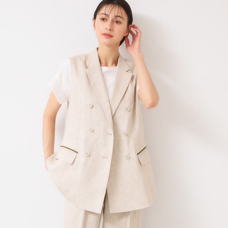 デッサン(レディース)(Dessin(Ladies))の【セットアップ可能・洗える】リネンスリーブレスジャケット ベスト