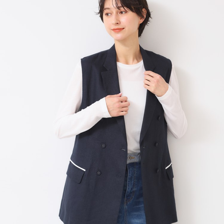 デッサン(レディース)(Dessin(Ladies))の【セットアップ可能・洗える】リネンスリーブレスジャケット ベスト