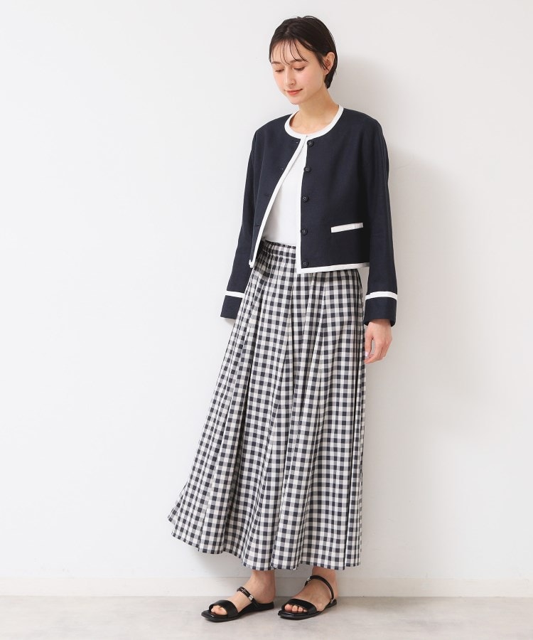 デッサン(レディース)(Dessin(Ladies))の【セットアップ可能・洗える】配色クルーネック麻ジャケット3