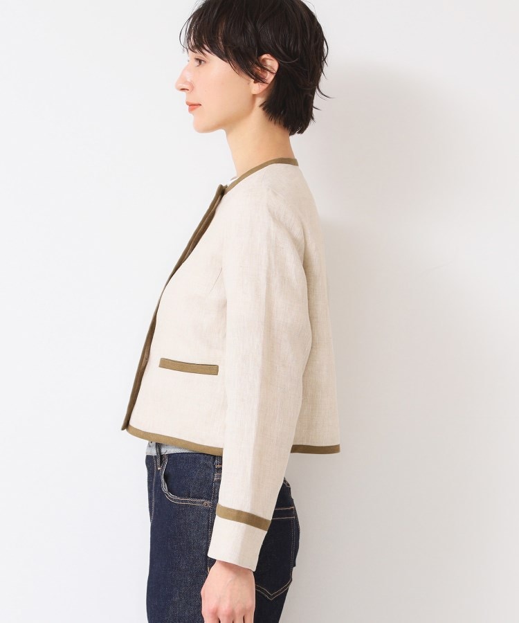 デッサン(レディース)(Dessin(Ladies))の【セットアップ可能・洗える】配色クルーネック麻ジャケット10