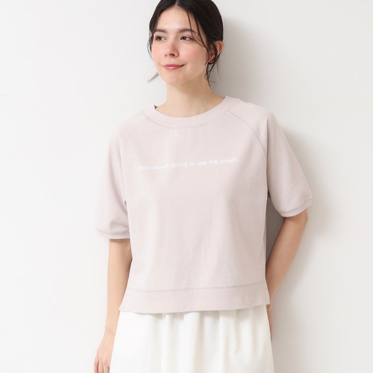 デッサン(レディース)(Dessin(Ladies))の【洗える】クロップド丈ロゴ半袖カットソー（S～L） カットソー