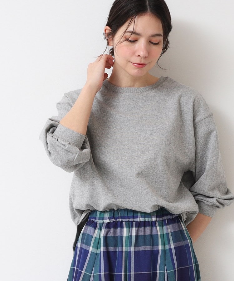 デッサン(レディース)(Dessin(Ladies))の【360度可愛い・洗える】バックヘンリーカットソー（9分袖/XS~L） グレー(012)
