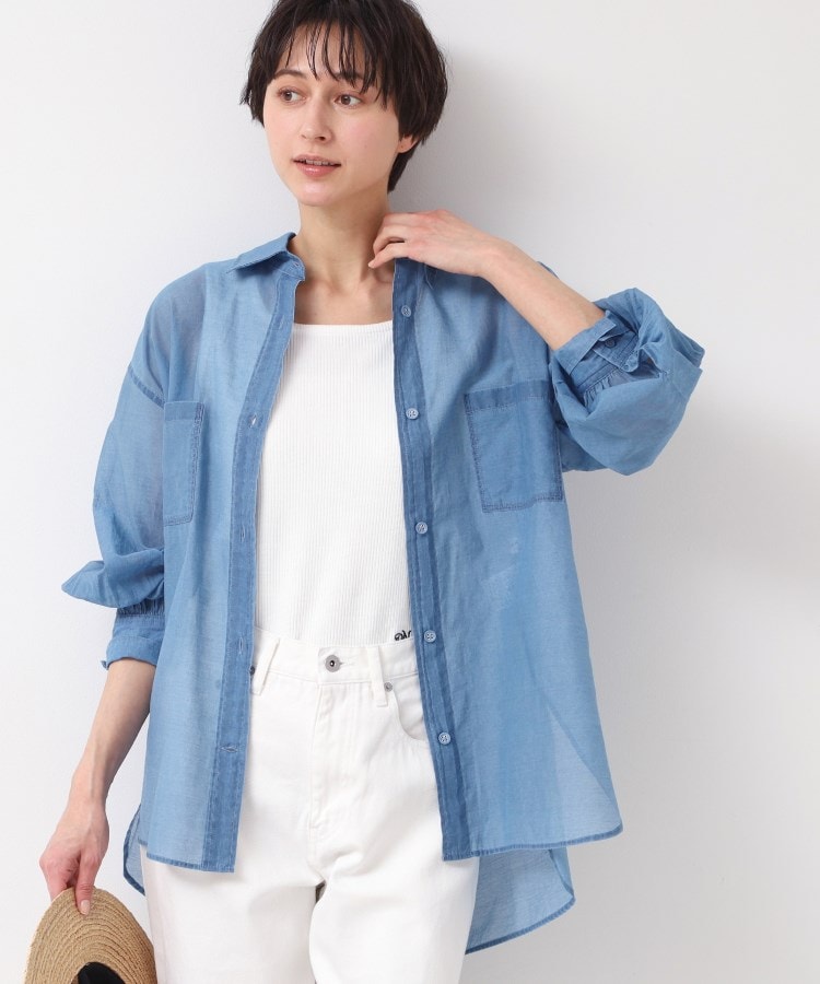 デッサン(レディース)(Dessin(Ladies))の【洗える】シアーデニムシャツ1