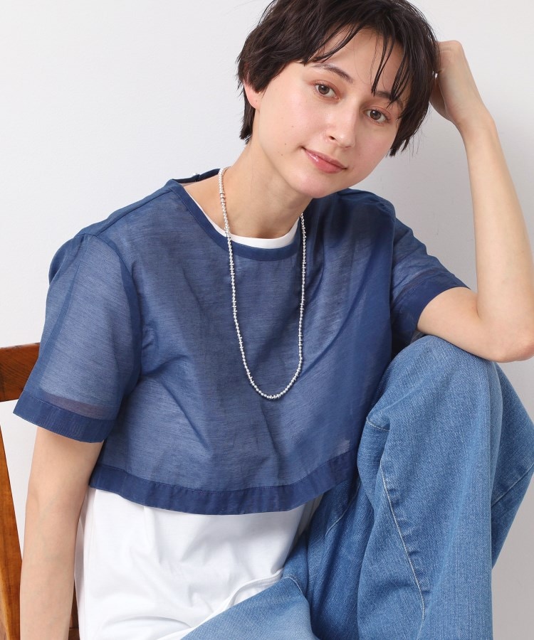 デッサン(レディース)(Dessin(Ladies))の【洗える】シアーデニムショート丈ブラウス5