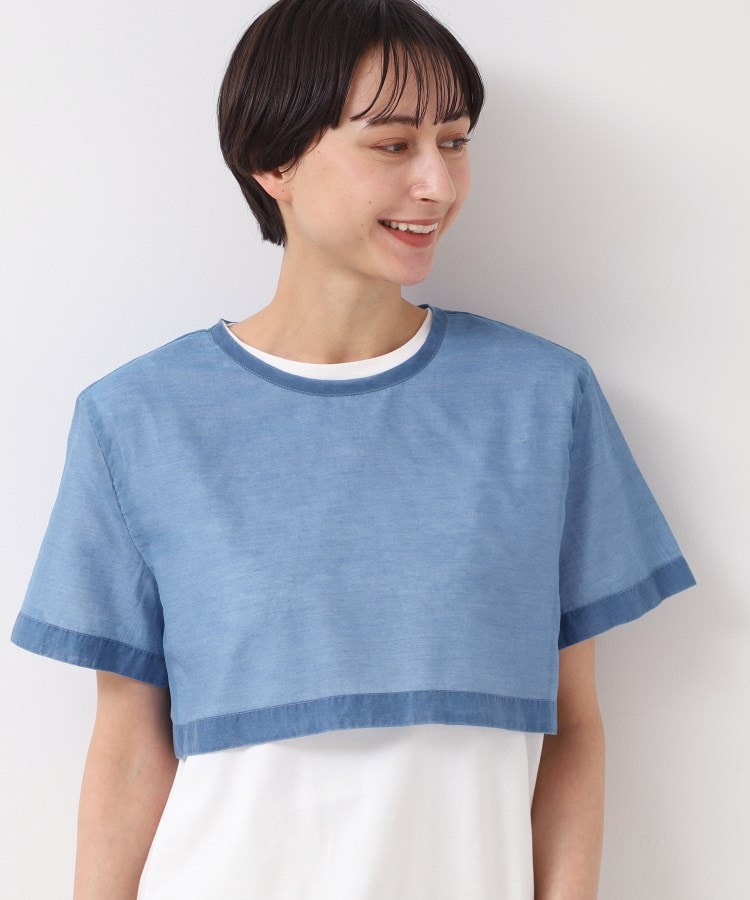 デッサン(レディース)(Dessin(Ladies))の【洗える】シアーデニムショート丈ブラウス ブルー(091)