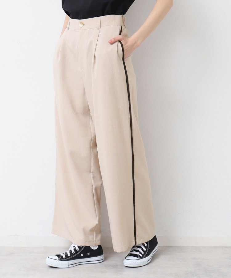 デッサン(レディース)(Dessin(Ladies))の【セットアップ可能・洗える】タック入りワイドパンツ（S～L） グレージュ(050)
