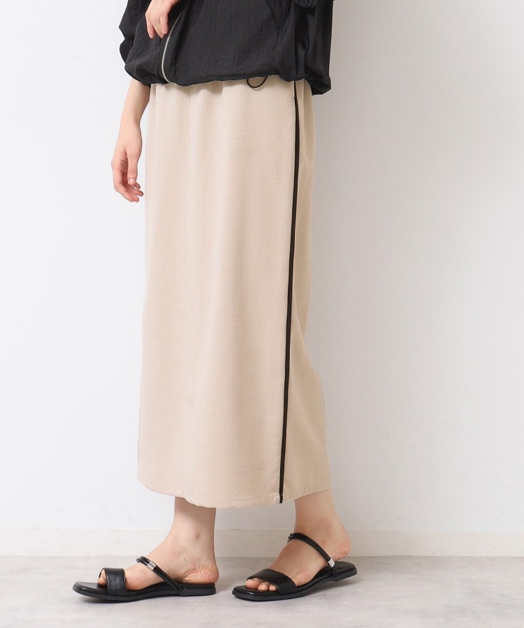 デッサン(レディース)(Dessin(Ladies))の【セットアップ可能・洗える】配色ラインストレートスカート（S～L） グレージュ(050)