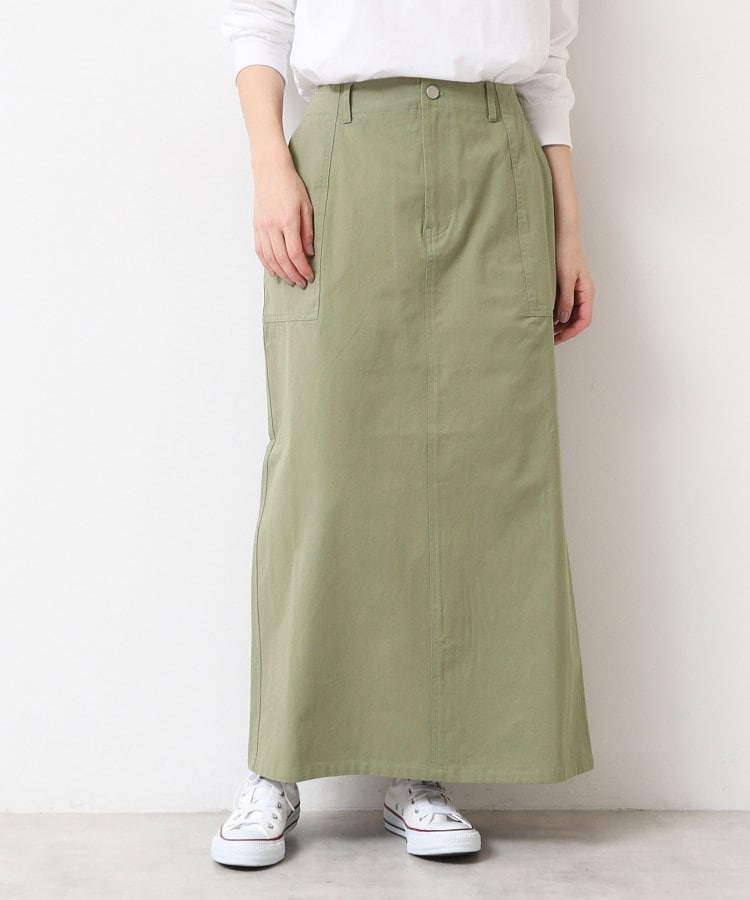 デッサン(レディース)(Dessin(Ladies))の【洗える・後ろゴム】コットンスカート オリーブグリーン(026)