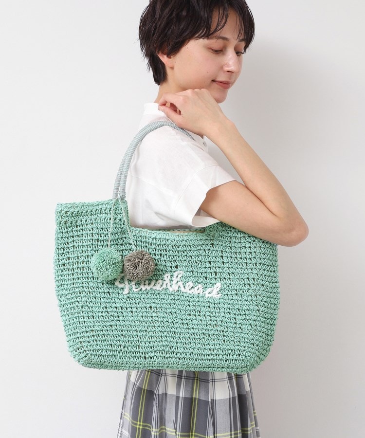 デッサン(レディース)(Dessin(Ladies))の【軽量・A4収納可】ポンポンチャームペーパーロゴトートバッグ ミントグリーン(021)