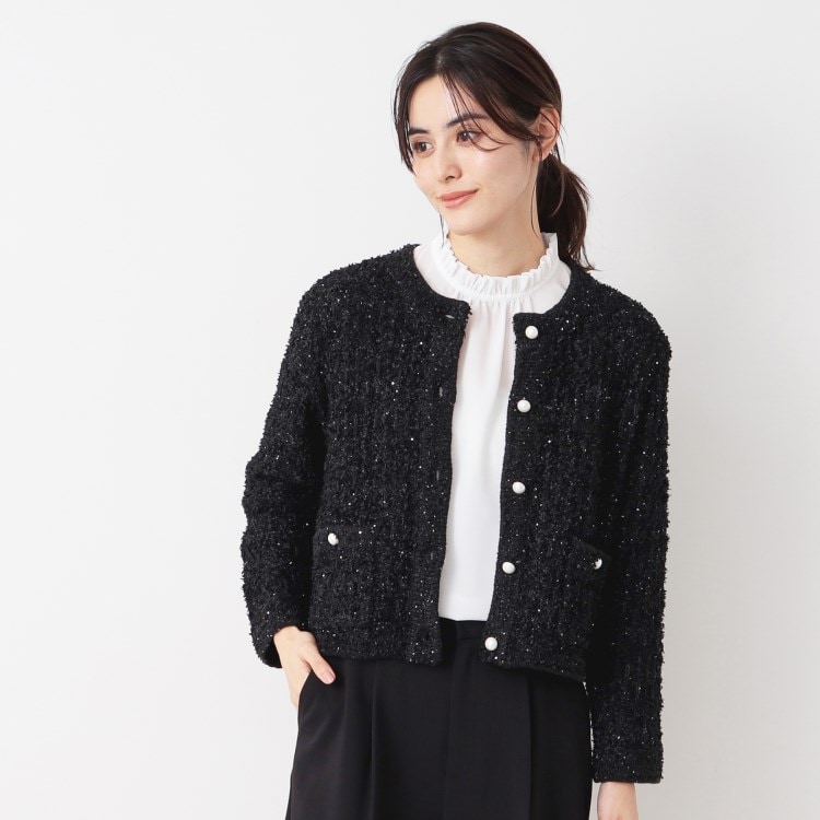 デッサン(レディース)(Dessin(Ladies))の【春SALE・洗える】ニットツィードカーディガン カーディガン/ボレロ