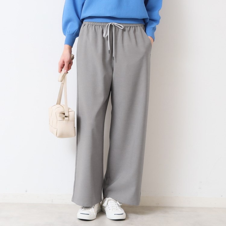 デッサン(レディース)(Dessin(Ladies))の【ウエストゴム・洗える】ドロストリラックスパンツ（XS～L） フルレングスパンツ
