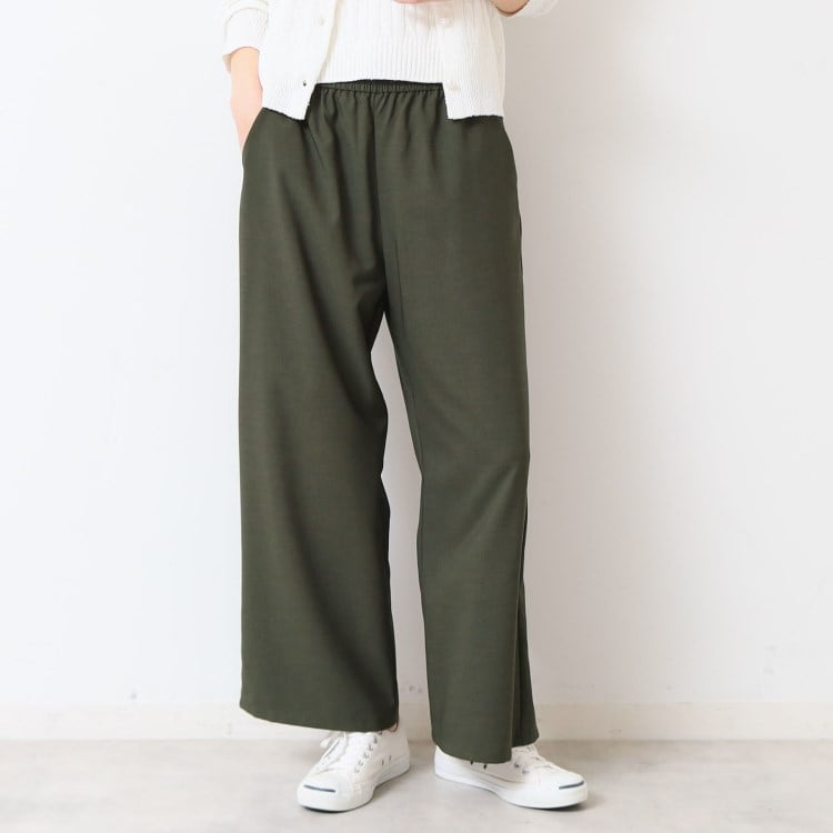 デッサン(レディース)(Dessin(Ladies))の【ウエストゴム・洗える】ドロストリラックスパンツ（XS～L） フルレングスパンツ