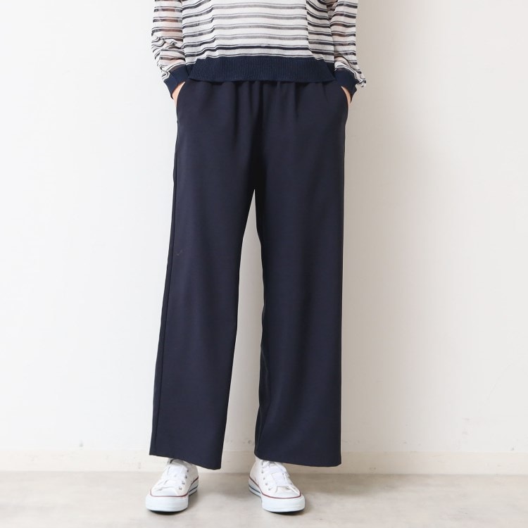 デッサン(レディース)(Dessin(Ladies))の【ウエストゴム・洗える】ドロストリラックスパンツ（XS～L） フルレングスパンツ