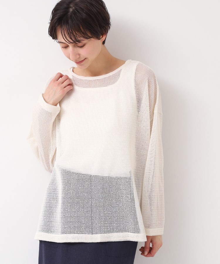 デッサン(レディース)(Dessin(Ladies))の【前後2WAY・洗える】ラメ入りオーバーサイズメッシュブラウス1