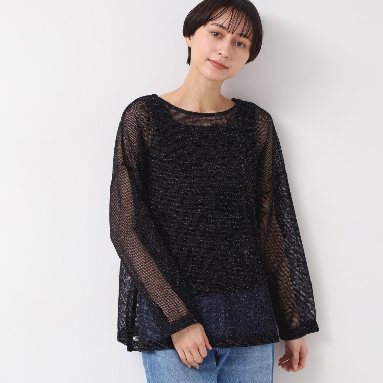 デッサン(レディース)(Dessin(Ladies))の【前後2WAY・洗える】ラメ入りオーバーサイズメッシュブラウス シャツ・ブラウス