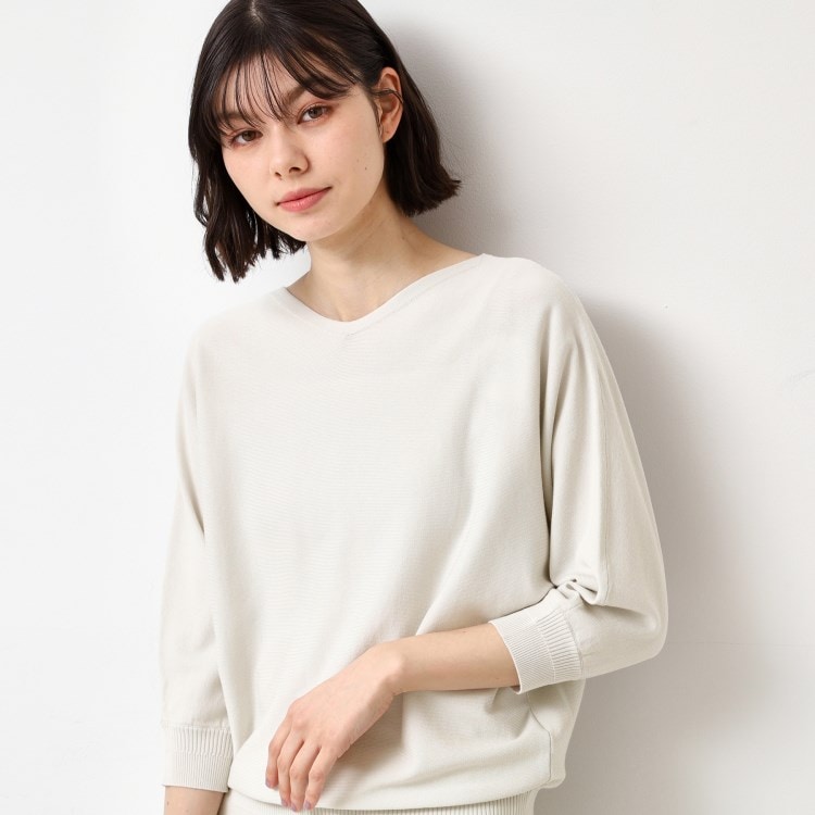 デッサン(レディース)(Dessin(Ladies))の【選べる7色展開・洗える】後ろボタンニットプルオーバー七分袖（XS～L） ニット/セーター