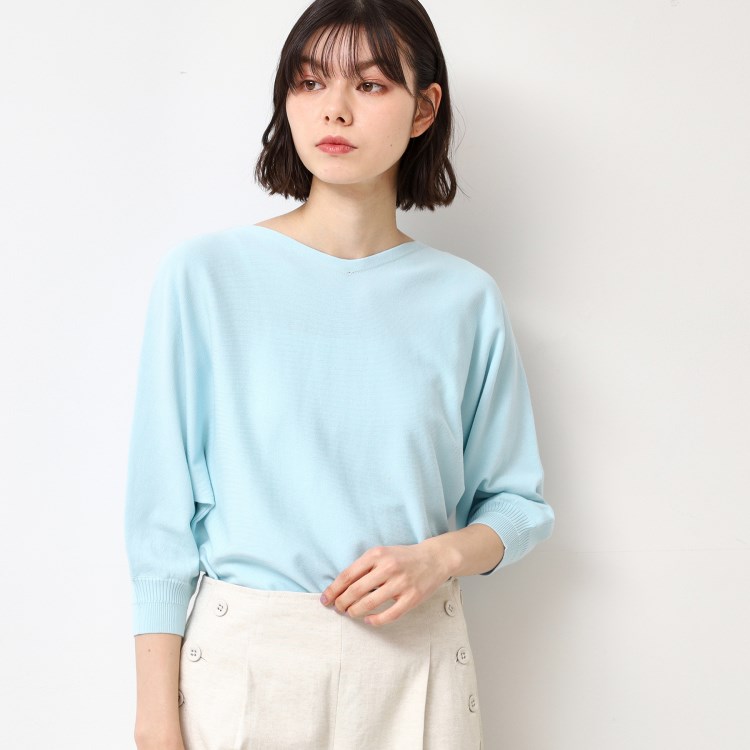 デッサン(レディース)(Dessin(Ladies))の【選べる7色展開・洗える】後ろボタンニットプルオーバー七分袖（XS～L） ニット/セーター