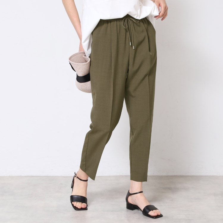 デッサン(レディース)(Dessin(Ladies))の【ウエストゴム・洗える】センターライン入りテーパードパンツ（XS～L） フルレングスパンツ