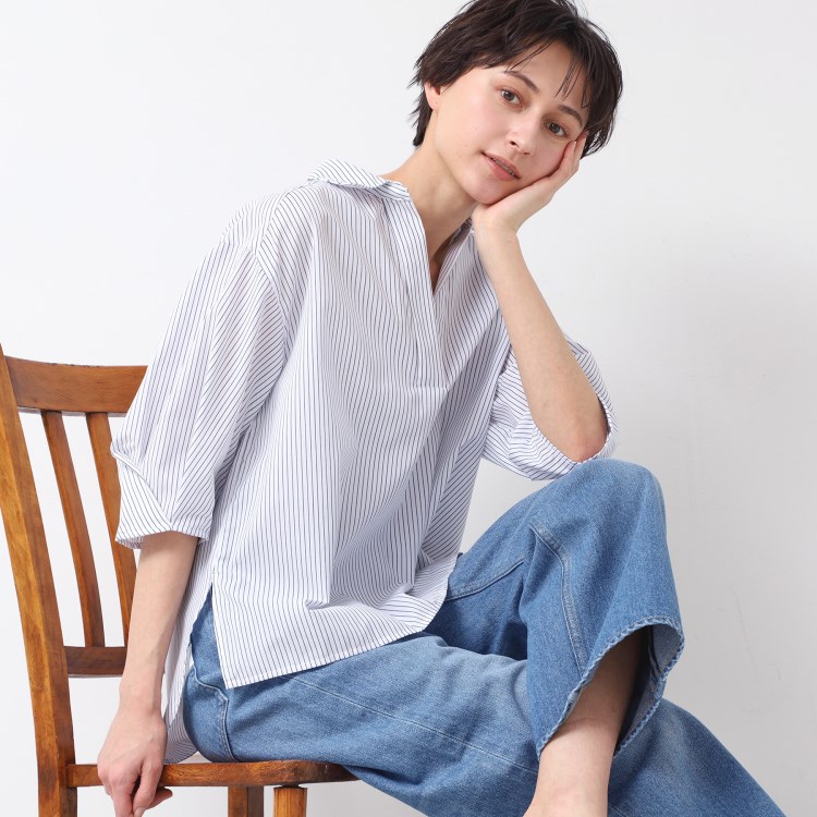 デッサン(レディース)(Dessin(Ladies))の【洗える・4サイズ展開】スキッパーシャツブラウス（XS～L） シャツ・ブラウス