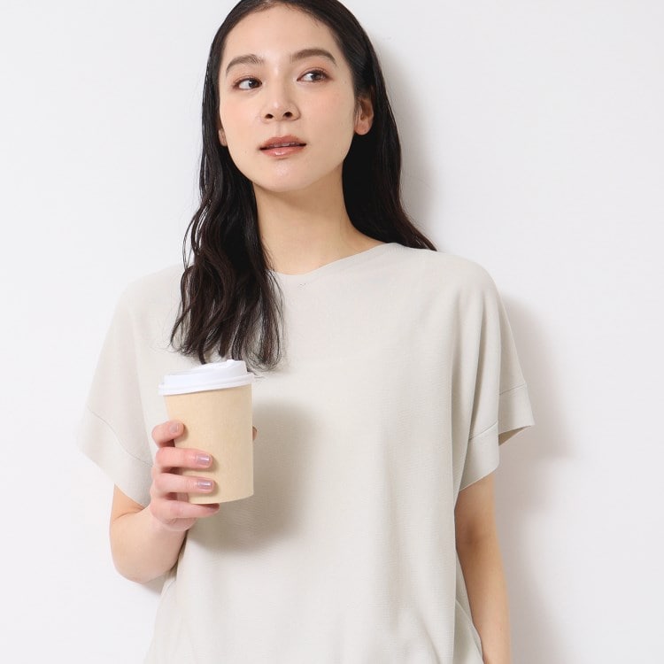デッサン(レディース)(Dessin(Ladies))の【洗える・4サイズ展開】後ろボタンニットプルオーバーフレンチスリーブ ニット/セーター