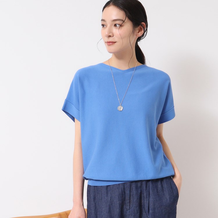 デッサン(レディース)(Dessin(Ladies))の【洗える・4サイズ展開】後ろボタンニットプルオーバーフレンチスリーブ ニット/セーター