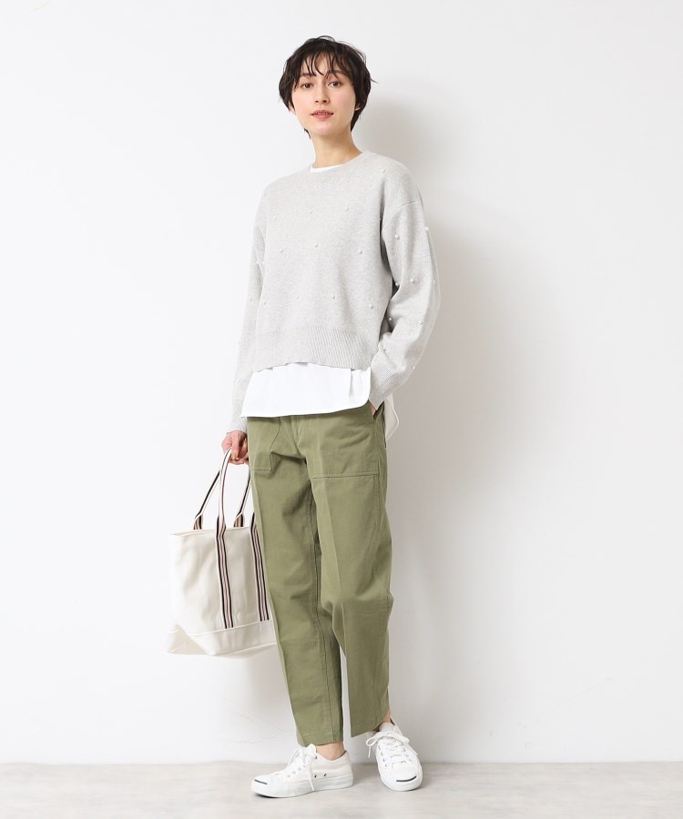 デッサン(レディース)(Dessin(Ladies))の【洗える】パール調付きクロップド丈ニット（S～L）10