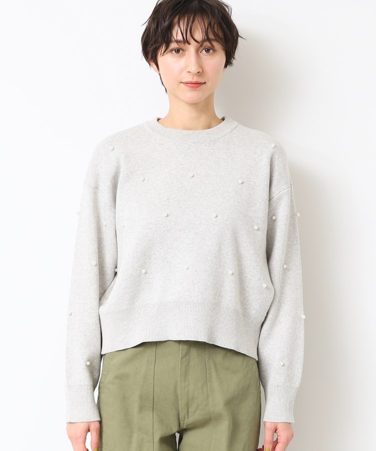 デッサン(レディース)(Dessin(Ladies))の【洗える】パール調付きクロップド丈ニット（S～L）13