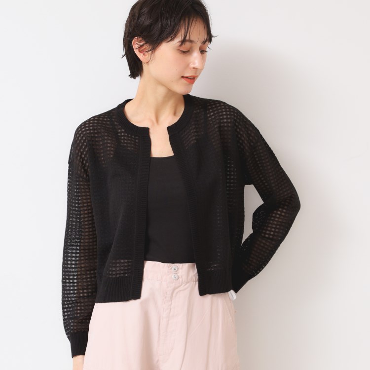 デッサン(レディース)(Dessin(Ladies))の【洗える】チェック柄シアークルーネックカーディガン カーディガン/ボレロ