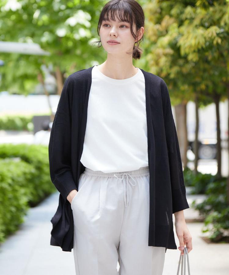 デッサン(レディース)(Dessin(Ladies))の【接触冷感・洗える】ドルマンスリーブひんやりカーディガン（S～L） ブラック(019)