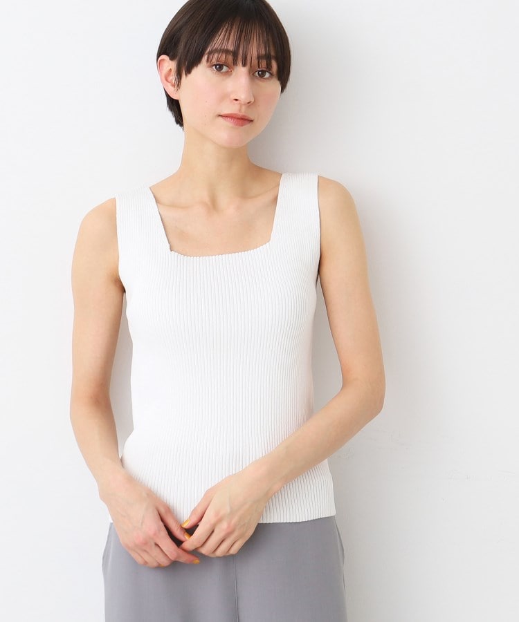 デッサン(レディース)(Dessin(Ladies))の【洗える】ニットリブタンクトップ ホワイト(002)