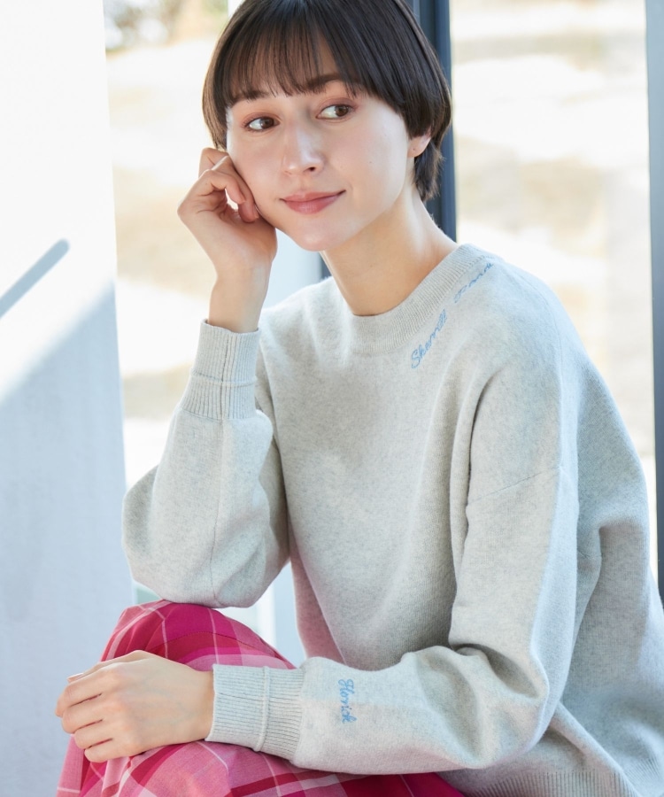 洗える・4サイズ展開】ロゴ刺繍ジャカードニット（XS～L