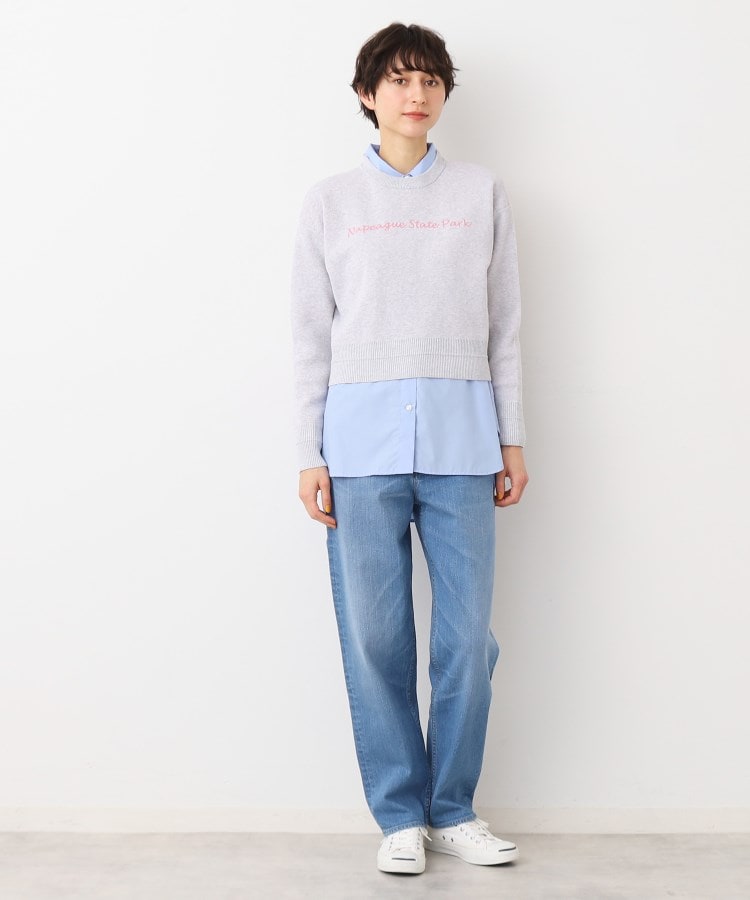 洗える】クロップド丈ロゴジャカードニット(S~L)(ニット 洗える】クロップド丈ロゴジャカードニット(S~L)(ニット