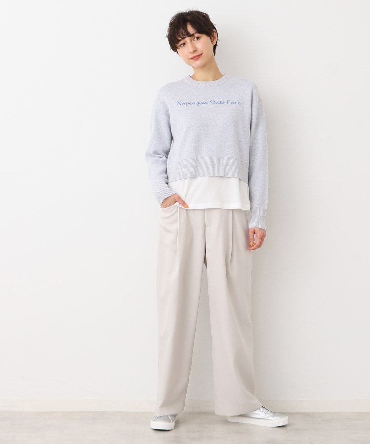 洗える】クロップド丈ロゴジャカードニット(S~L)(ニット 洗える】クロップド丈ロゴジャカードニット(S~L)(ニット