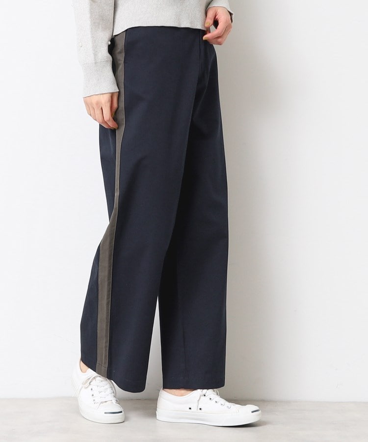 デッサン(レディース)(Dessin(Ladies))の【洗える】サイドライン入りワイドパンツ（S～L） ネイビー(094)